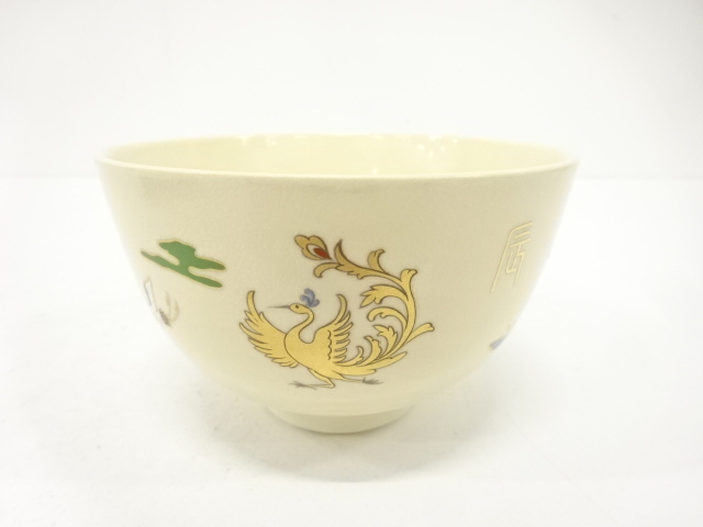 JAPANESE TEA CEREMONY / KYO WARE TEA CHAWAN / KINSAI IROE / MANDARIN DUCK / ARTISAN WORK